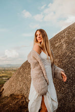 Load image into Gallery viewer, sand & stone hedonistic cardi, straight arm sleeves, length of cardi to hips. Soft and oversized.